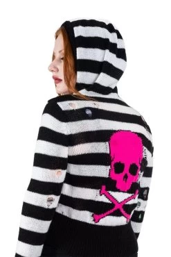 Pink Skull Striped Zip Up Cardigan Sweater -Alchemy Store 333333 f7428a5e 1d38 4018 9fe5 1b4b0c7d0a94