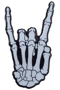 Rock On Skeleton Enamel Pin [Glows In The Dark]