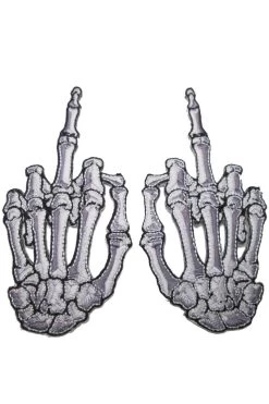Skelli Hand Middle Finger Bone Patch Set [2 Pair]