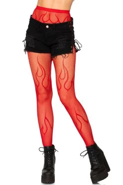 LEG AVENUE Light My Fire Fishnet Tights[Red]