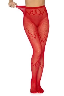 LEG AVENUE Light My Fire Fishnet Tights[Red] -Alchemy Store 9288 W7408 09 003copy