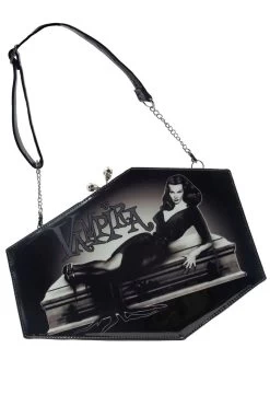 Vampira Skull Kiss Lock Deluxe Coffin Handbag