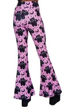 Vampurr The Vampire Cat Hellz Bellz Bell Bottoms -Alchemy Store Black Vampire Cat pants