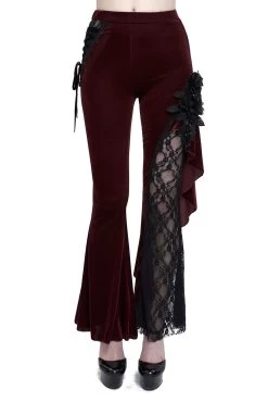 Red Wine Velvet Bell Bottoms
