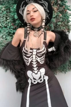 Skeleton Magick Maxi Dress -Alchemy Store Emo Skeleton Dress
