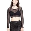 Tripp NYC Long Sleeve Crop Fishnet Top -Alchemy Store FN4617 BLK F