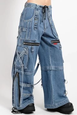 Tripp NYC Denim X Strap Pants [Light Blue] -Alchemy Store Goth Denim Jeans