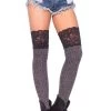 LEG AVENUE Skool Spook Thigh High Socks 2 LEG AVENUE Skool Spook Thigh High Socks -Alchemy Store Grey Thigh Highs