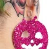 Pink Glitter Pumpkin Hoop Earrings 1 Pink Glitter Pumpkin Hoop Earrings -Alchemy Store Halloween Cute Earrings