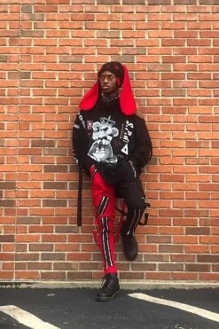 Tripp NYC Split Leg Bondage Pants [Black/Red] -Alchemy Store HarajukuSTyle