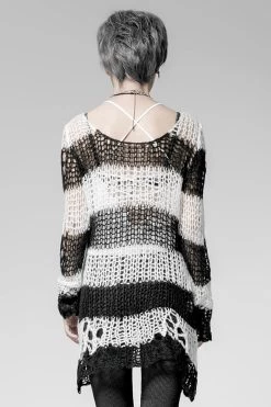 Punk Rave Damage Striped Sweater [Black/White] -Alchemy Store IMG 4762