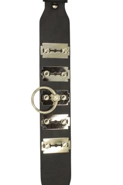 Razor Blade Bondage Black Leather Collar -Alchemy Store IMG 4896