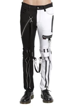Tripp Split Leg Bondage Pants [Black/White]