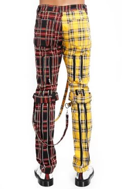 Tripp NYC Split Leg Bondage Pants [Black/Yellow Plaid] -Alchemy Store IS103PA YELBLKPLD B