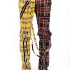 Tripp NYC Split Leg Bondage Pants [Black/Yellow Plaid]