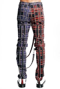 Tripp NYC Split Leg Bondage Pants [Black/Purple Plaid] -Alchemy Store IS103PA BLKPURPPLD B