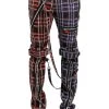 Tripp NYC Split Leg Bondage Pants [Black/Purple Plaid] -Alchemy Store IS103PA BLKPURPPLD F