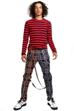 Tripp NYC Split Leg Bondage Pants [Black/Purple Plaid] -Alchemy Store IS103PA BLKPURPPLD FULL