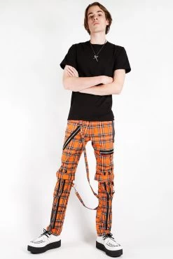 Tripp Bondage Pants [Orange Plaid] -Alchemy Store IS267MP ORGPLD FL