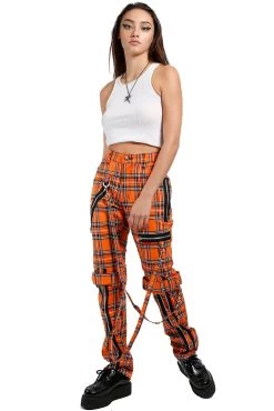 Tripp Bondage Pants [Orange Plaid] -Alchemy Store IS267WP ORNGPLD FL
