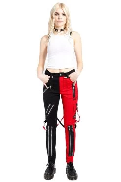 Tripp Ladies Split Leg Bondage Pants [Black/Red] -Alchemy Store IS4420 BLKRED FL