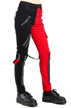 Tripp Ladies Split Leg Bondage Pants [Black/Red] -Alchemy Store IS4420 BLKRED S