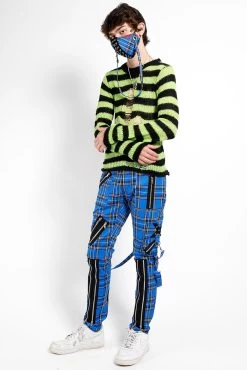 Tripp Punk Bondage Pants [Blue Plaid] -Alchemy Store IS674MP BLUEPLD FULL