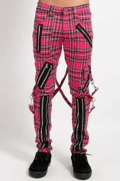 Tripp NYC Classic Slim Leg Bondage Pants [PINK PLAID]