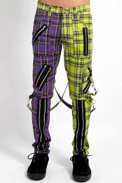 Tripp NYC Madness Pants [VIOLET/LIME PLAID]