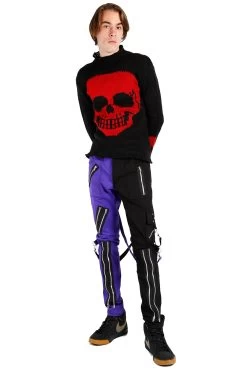 Tripp NYC Split Leg Bondage Pants [Black/Purple] -Alchemy Store IS675M BLACKPURPLE FULL