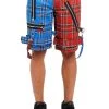 Tripp Split Bondage Shorts [Red/Blue Plaid] -Alchemy Store IS7173P REDBLUPLD F