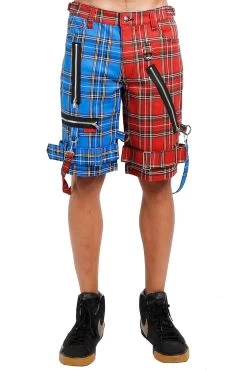 Tripp Split Bondage Shorts [Red/Blue Plaid]