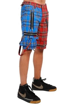 Tripp Split Bondage Shorts [Red/Blue Plaid] -Alchemy Store IS7173P REDBLUPLD S