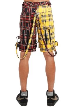 Tripp Split Bondage Shorts [Black/Yellow Plaid] -Alchemy Store IS7173P YELLBLKPLD B