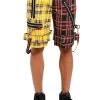 Tripp Split Bondage Shorts [Black/Yellow Plaid]
