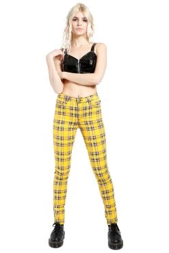 Tripp High Waist T-Back Jeans [Yellow Plaid] -Alchemy Store IS9260P YELPLD FL