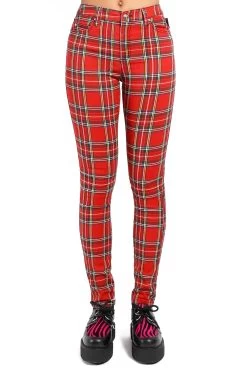 Tripp NYC High Waist T-Back Jeans [RED PLAID]
