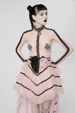 Grave Rave Fishnet Top [PASTEL PINK]