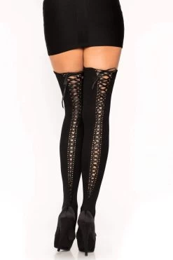 LEG AVENUE Lydia Lace-Up Thigh Highs