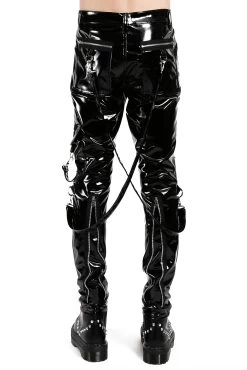 Tripp NYC Vinyl Classic Slim Leg Bondage Pants -Alchemy Store RJ674M BLACKPVC B