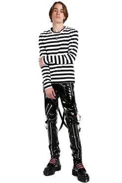 Tripp NYC Vinyl Classic Slim Leg Bondage Pants -Alchemy Store RJ674M BLACKPVC FULL