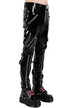 Tripp NYC Vinyl Classic Slim Leg Bondage Pants -Alchemy Store RJ674M BLACKPVC S