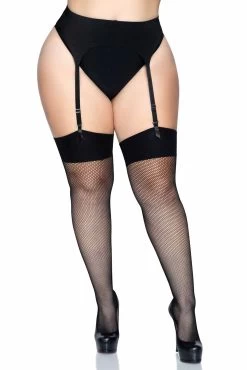 LEG AVENUE Vamp Fishnet Thigh Highs [PLUS SIZE]