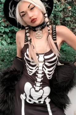Skeleton Magick Maxi Dress -Alchemy Store Skeleton Goth Dress