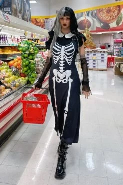 Skeleton Magick Maxi Dress -Alchemy Store Skeleton Goth Maxi Dress