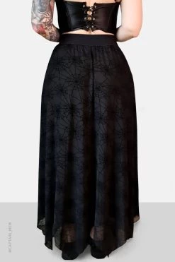 Spider Web Mesh Maxi Skirt [with Liner] -Alchemy Store Spider web mesh maxi skirt with liner2 600x900copy