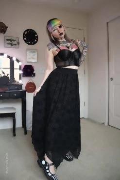 Spider Web Mesh Maxi Skirt [with Liner] -Alchemy Store Spider web mesh maxi skirt with liner4 600x900copy