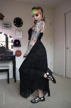 Spider Web Mesh Maxi Skirt [with Liner] -Alchemy Store Spider web mesh maxi skirt with liner5 600x900copy