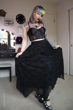 Spider Web Mesh Maxi Skirt [with Liner] -Alchemy Store Spider web mesh maxi skirt with liner6 600x900copy