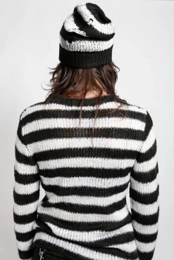 Tripp NYC Stripe Beanie [WHITE/BLACK] -Alchemy Store Striped Hat 06a11972 bcd2 4f42 9146 d8f7d407bd99